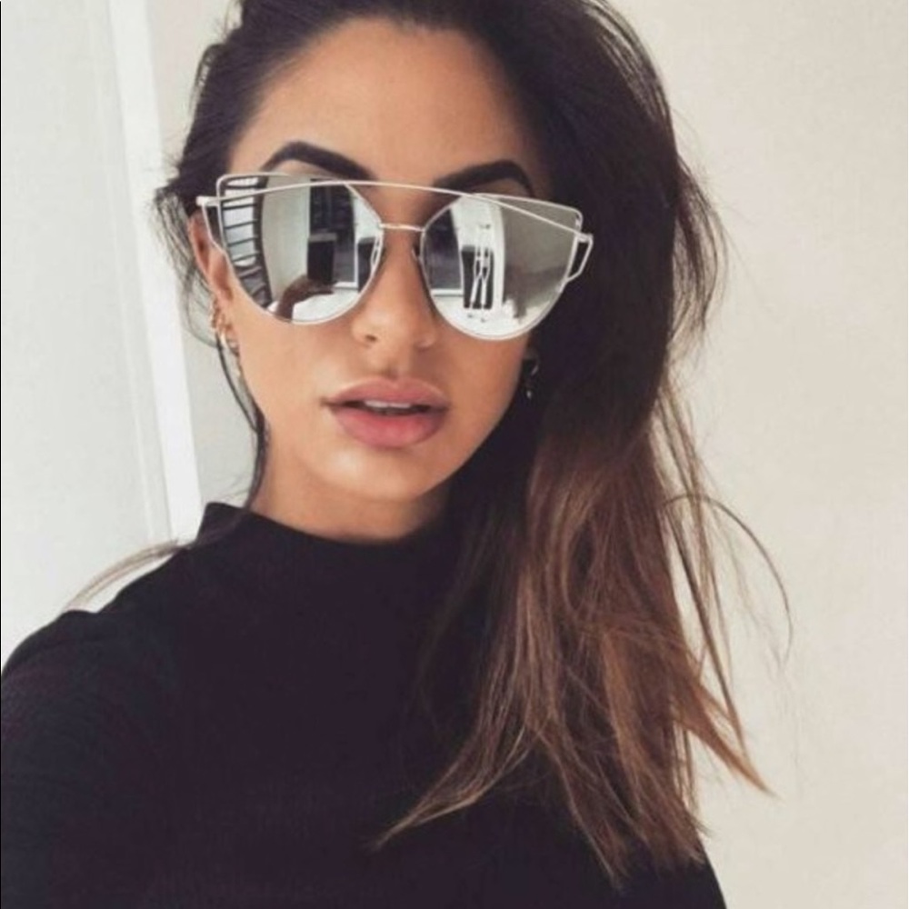 Silver Mirrored Cat Eye Aviators
